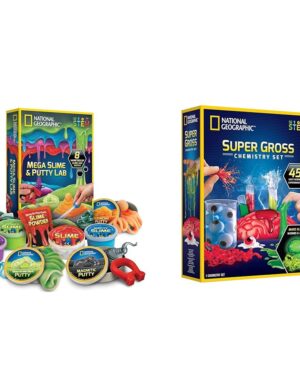 National Geographic Mega Slime Kit & Putty Lab and Gross Science Kit Bundle - 4 Types of Slime Plus 4 Types of Putty & 45 Gross Science Experiments for Kids 8-12