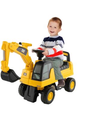 GLACER Push Car, Licensed Caterpillar Ride On Excavator for Toddlers w/Rotatable Digging Bucket, Realistic Driver’s Cab, Horn, Hidden Storage Space, Anti-Slip Wheels, Toddler Construction Truck