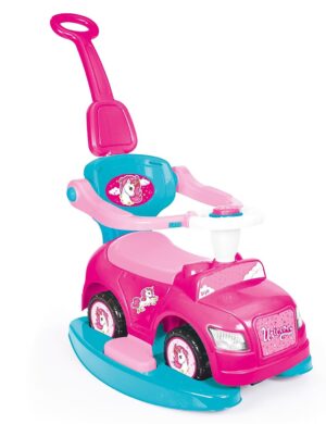 Dolu: Ride On Car: 4-in-1 Walk & Drive - Unicorn & Pink - Walk-Ride-Rock-Drive, Foot-to-Floor, Parent Handle, Indoor & Outdoor Toy, Toddler Ages 12mo+
