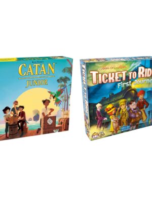 CATAN Junior & Ticket to Ride First Journey Board Game Bundle - Fun Strategy Games for Kids, Ages 6+, 2-4 Players, Family-Friendly Adventure