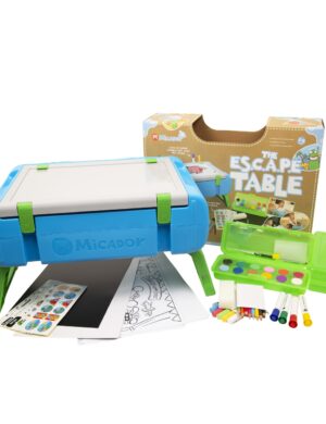 Micador jR. The E.S.C.A.P.E. Table, Complete Art Set With Easel, Chalk, Pencil, Markers, Paint, & More, Develops Artistic Talent in Children at Home or School, Encourage Creativity, Reduce Screen Time